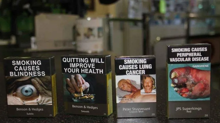 дизайн сигаретних пачок в Австралії.