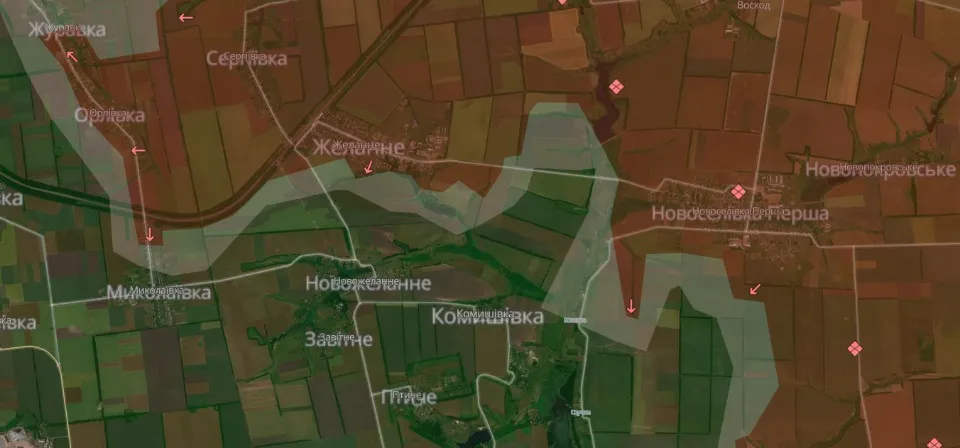 Скриншот карти бойових дій за 14.08.2024: