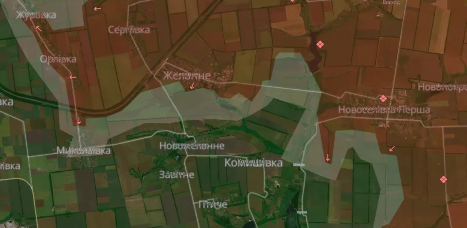 Скриншот карти бойових дій за 16.08.2024: