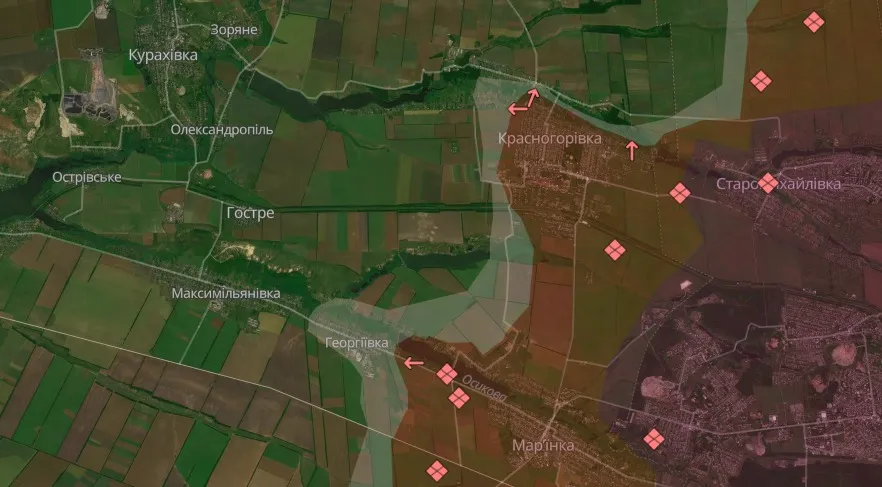 Скриншот карти бойових дій за 14.08.2024: