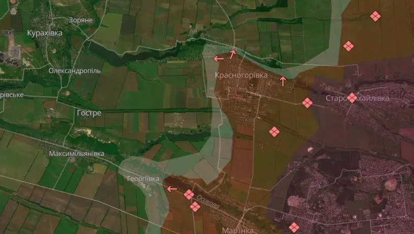 Скриншот карти бойових дій за 15.08.2024: