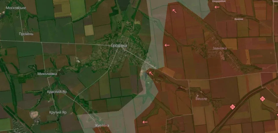 Скриншот карти бойових дій за 15.08.2024: 