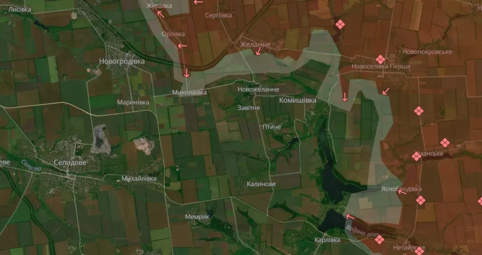 Скриншот карти бойових дій за 15.08.2024: 