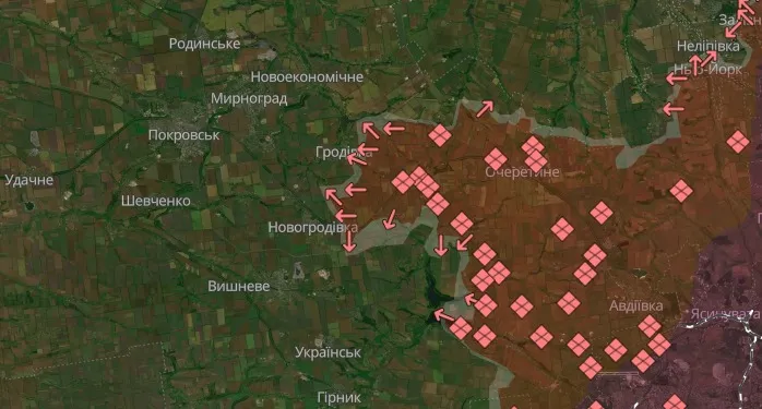 Cкриншот карти бойових дій за 16.08.2024: