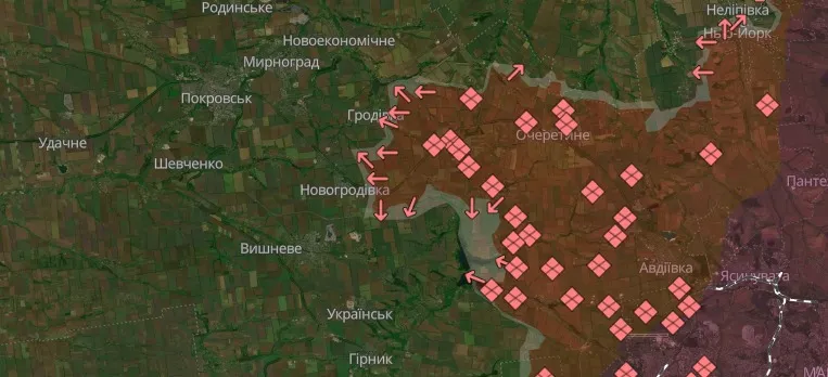 Cкриншот карти бойових дій за 17.08.2024: