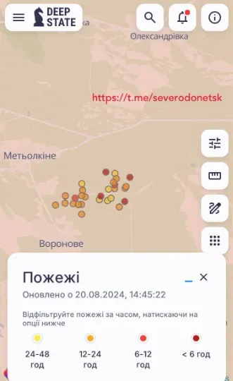 лісові пожежі біля окупованого Сєвєродонецька