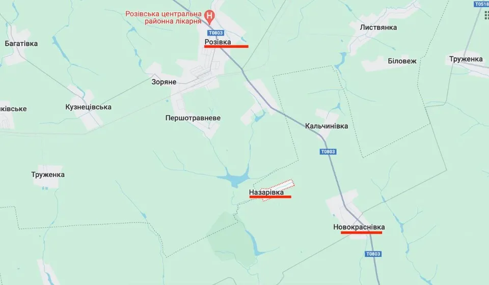 донецька область карта розівка назарівка новокраснівка