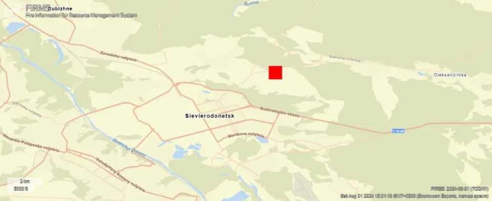 пожежі поблизу окупованого Сєвєродонецька