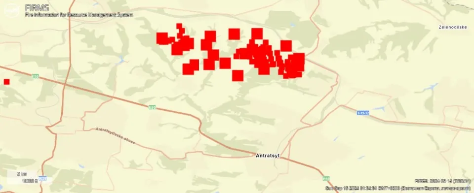 супутникові знімки з пожежами на Луганщині