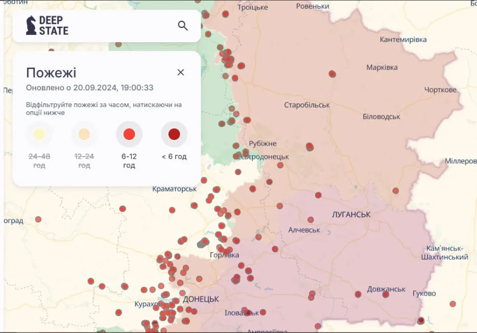супутникова карта пожеж луганська область