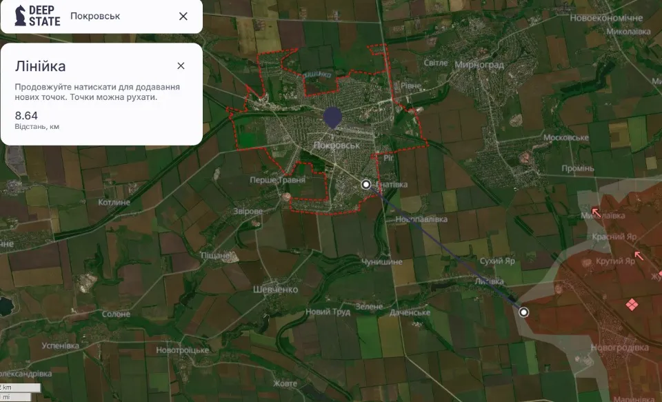 Скрін Deep State: ситуація поблизу Покровська