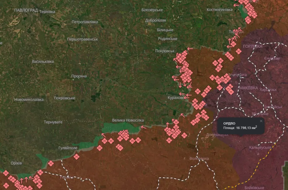 Лінія фронту на Донеччині станом на 20.10