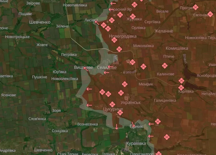 Мапа бойових дій станом на 25 жовтня 2024 року: