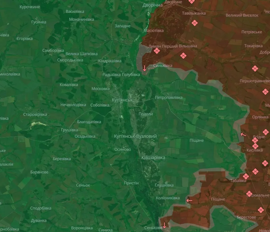 Мапа бойових дій на Харківському напрямку станом на 25 жовтня 2024 року: 