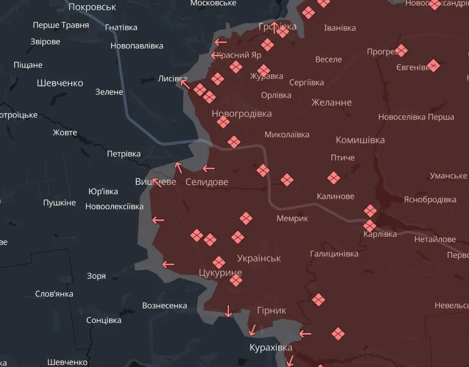 мапа DeepState Селидове 30 жовтня