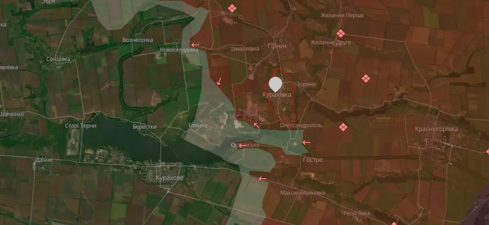 Карта бойових дій на Донеччині станом на 2 листопада 2024 року