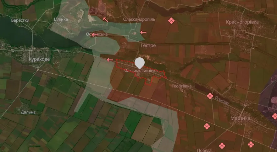 Карта бойових дій на Донеччині станом на 2 листопада 2024 року