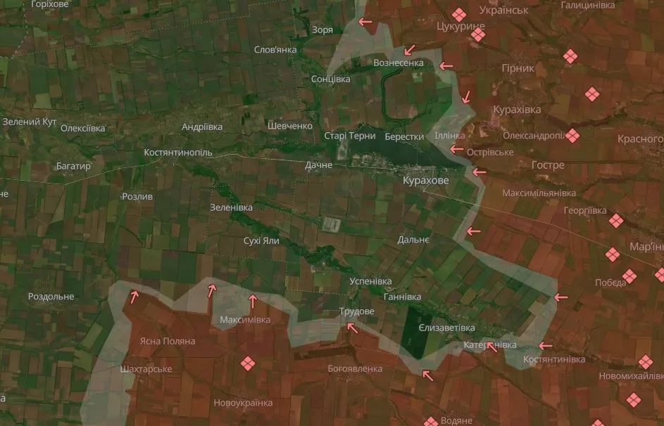 Карта лінії фронту станом на 08.11.2024: