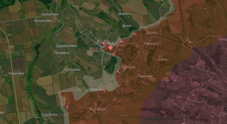 Район Торецька на мапі бойових дій станом на 10.11.2024: