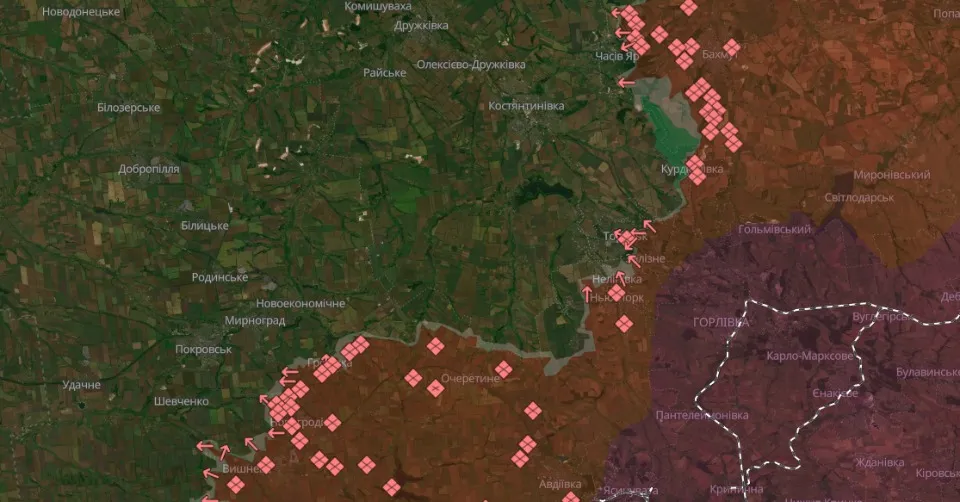 Мапа бойових дій станом на 14.11.2024:
