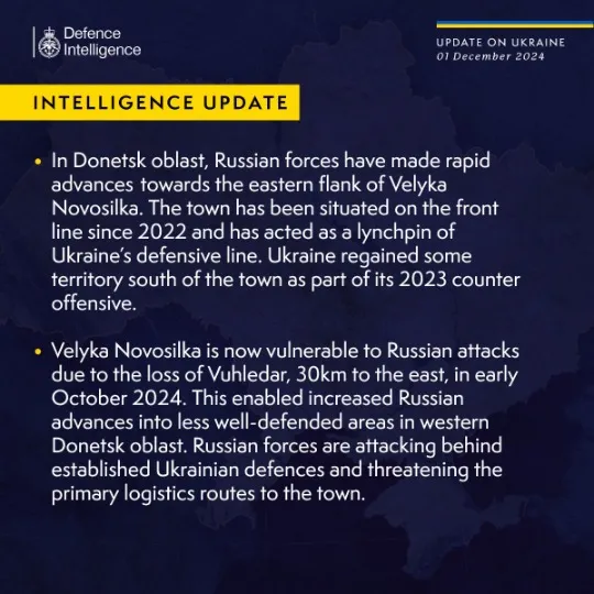 повідомлення британської розвідки про наступ росіян на Донеччині