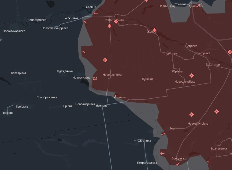 карта бойових дій на Донеччині