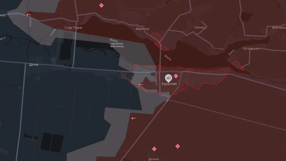 Курахове на карті бойових дій