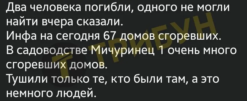 Наслідки пожежі в Щедрищевому