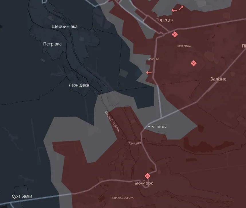 Донеччина, карта бойових дій станом на 30.01.2025