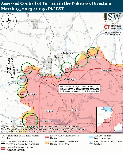 Покровський напрямок, карта ISW