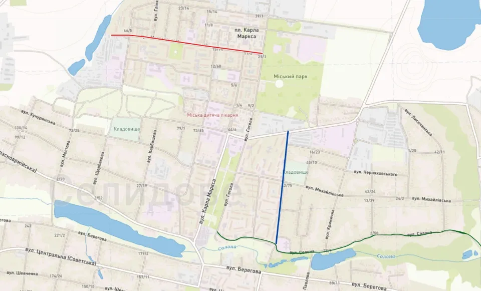 вулиці Селидового